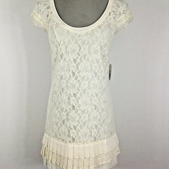 JESSICA SIMPSON CREAM LACE DROP WAIST DRESS - Picture 1 of 5